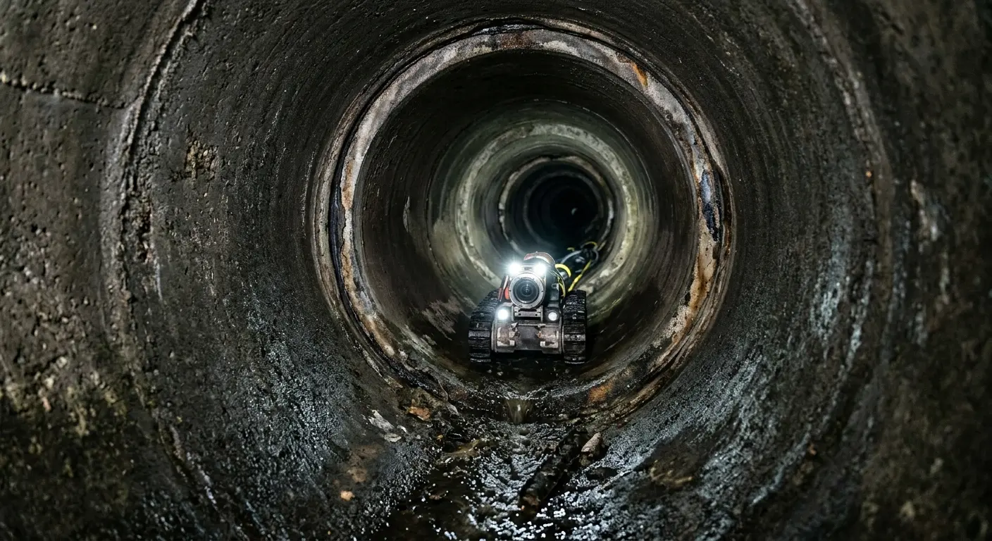 Robotic sewer camera inspecting pipe interior for Drain Snake Service in Patton